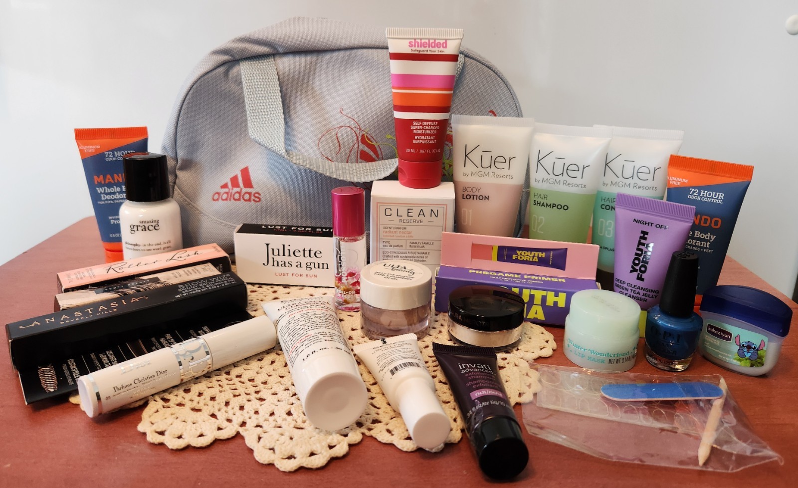 All New Trial & Travel Size Lot Of Beauty Care Products In Adidas Bag 26 Items