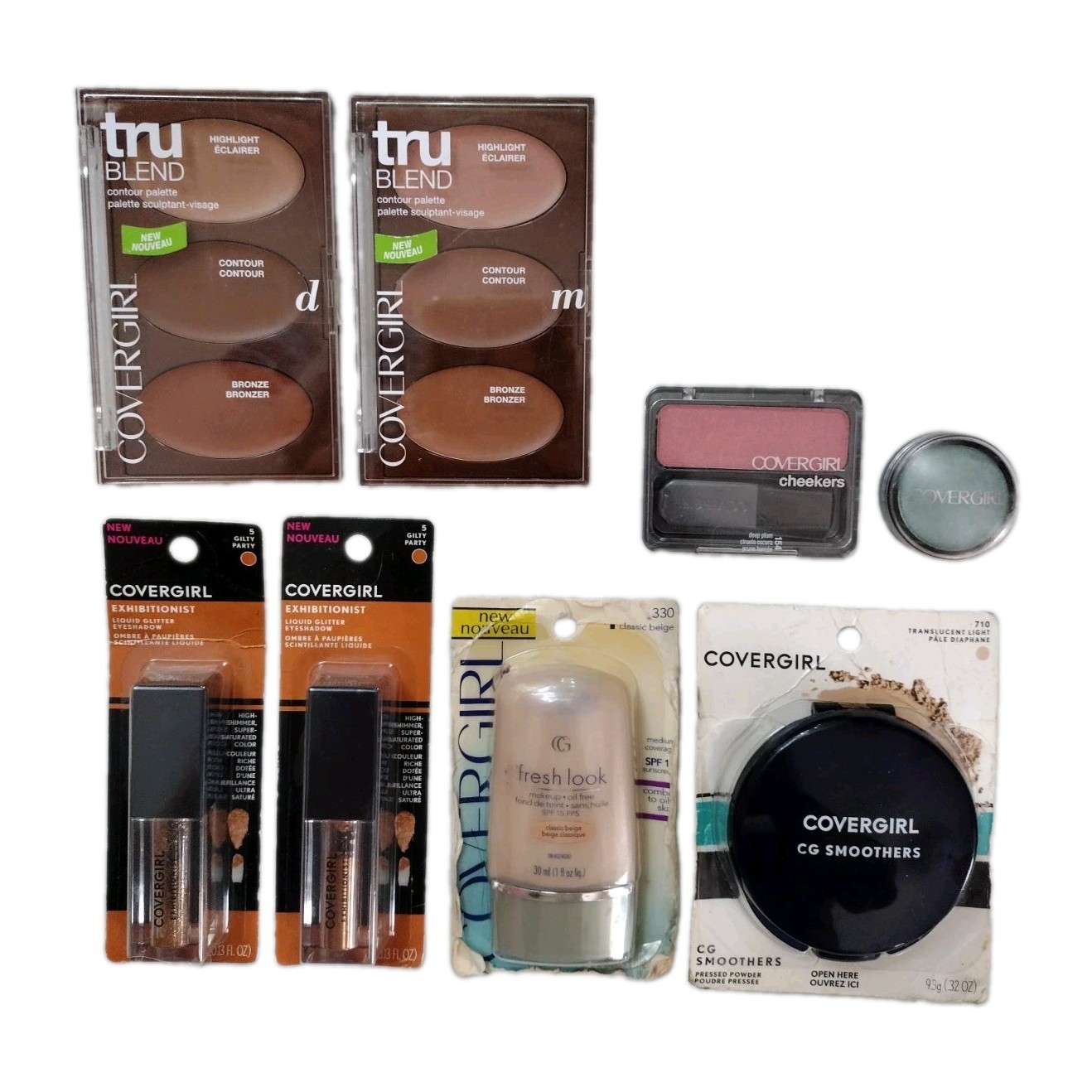 CoverGirl MAKEUP LOT OF 8 Glitter Eye Shadow Blush Contour Palette Foundation