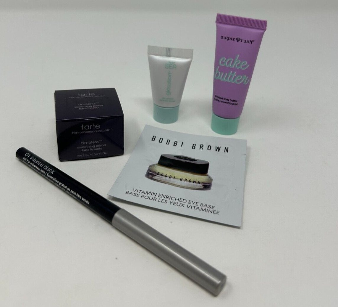 8 PC Brand New Beauty Product Samples Tarte/Clinique/Bobbi Brown/Raw Sugar New