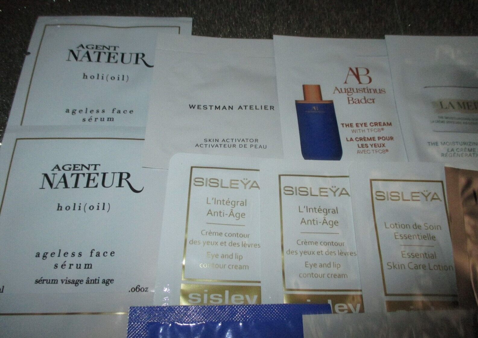 21 Pieces High End Skincare Sample Lot Sisley, Cle de Peau. Bader, Agent Nateur
