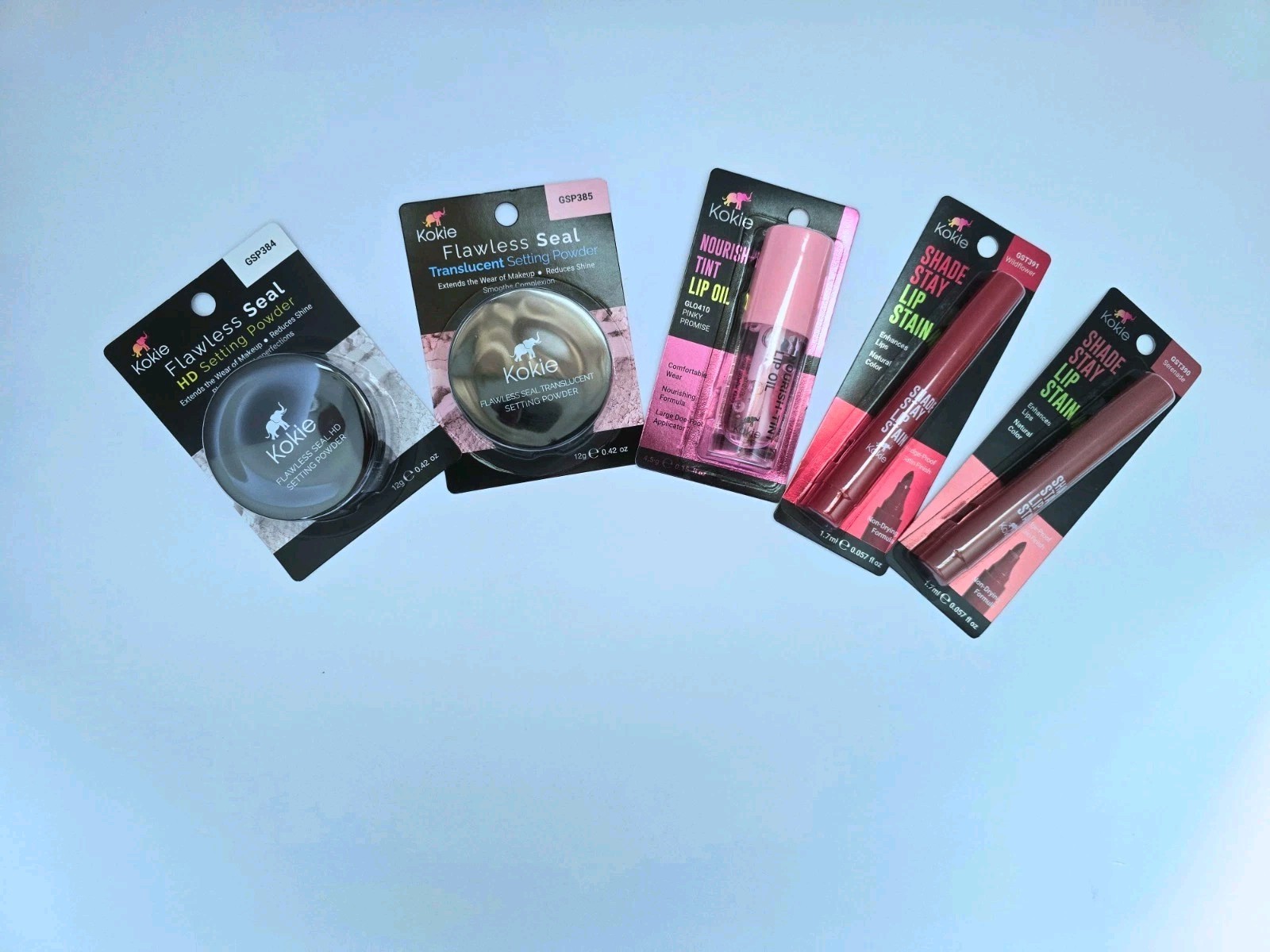 Kokie Flawless Seal Setting Powders, Lip Oil & Lip Stain Full Size, Vegan