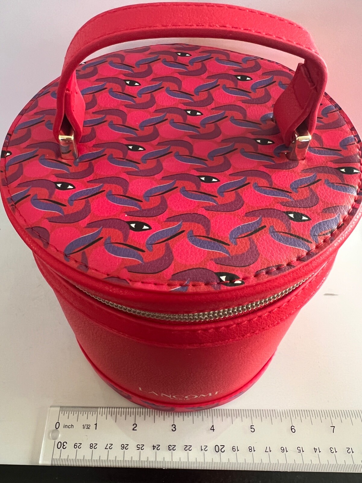 Lancôme makeup Travel Case 6″ Round Red Color NEW NO BOX”VIP GIFT RARE”FAST SHIP