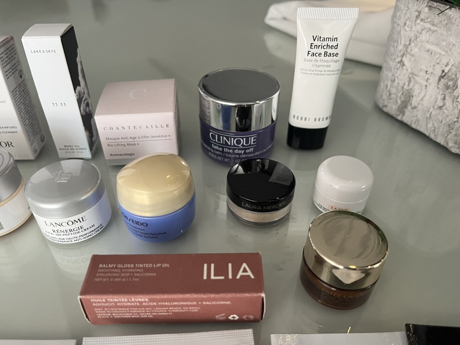 Lot of 57 Travel & Sample Size Beauty Products Skin/Makeup Designer Brands NEW