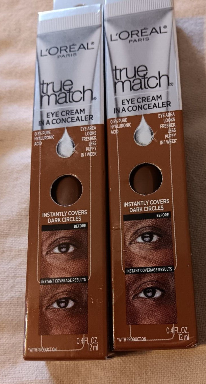 L’Oreal Paris Deep N9-10 Eye Cream Concealer Lot Hyaluronic Acid Depuffer 0.4 oz