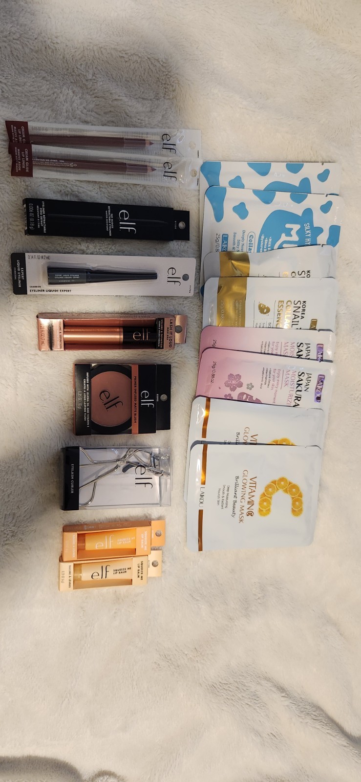 ELF Cosmetics & Laikou Moisturizing Facial Masks- 17pc Lot (Full Size)