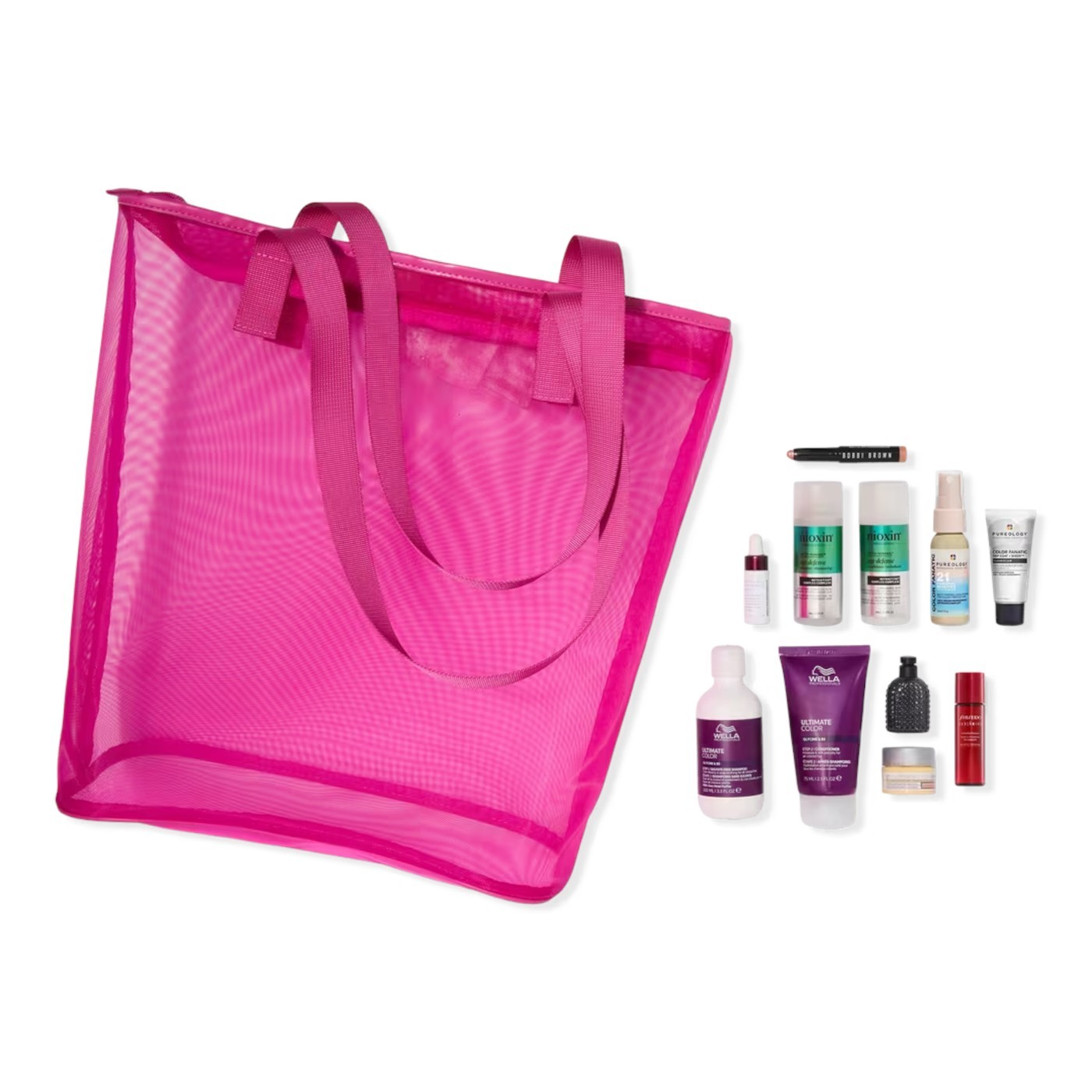 ULTA BEAUTY 15 PIECE Deluxe Haircare Samples with Pink Shoulder Bag