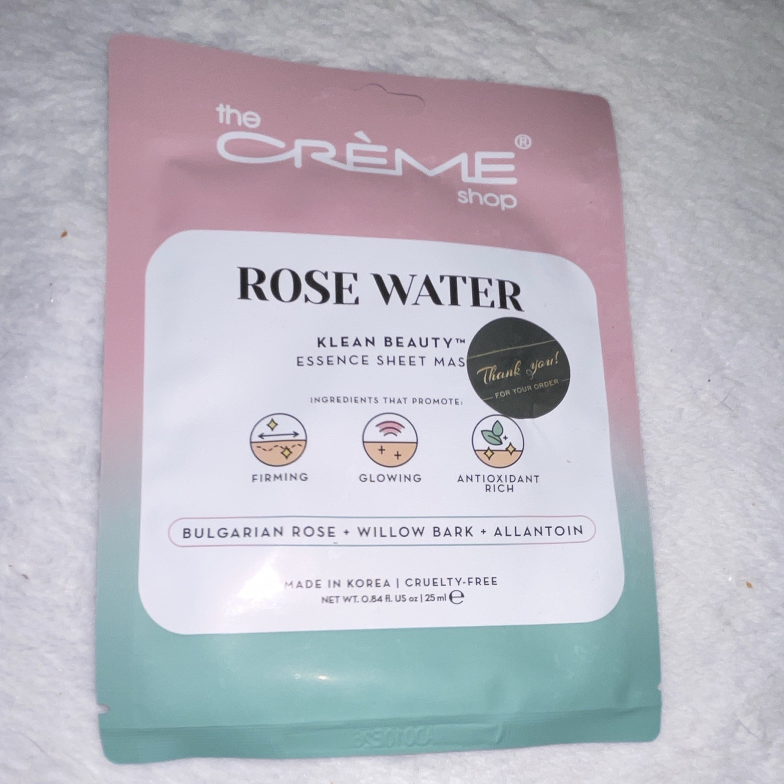 The Crème Shop Beauty Lot: Rose Water Mask, Eyeliner, Kuromi Socks, lip gloss