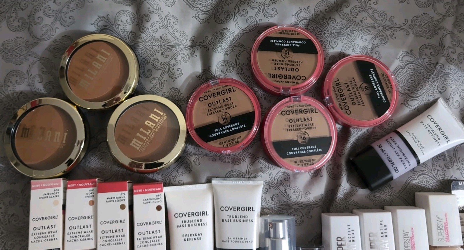 New Mix 33pc Lot Drugstore Makeup CoverGirl Maybelline Revlon Milani + Full Size
