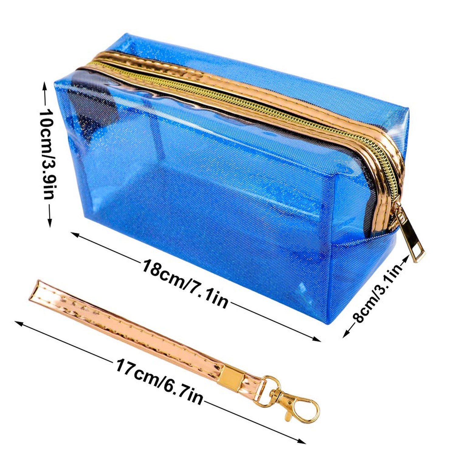 Meetory 5 Pack Waterproof Cosmetic Bag Portable Translucent Makeup Bag Zipper…
