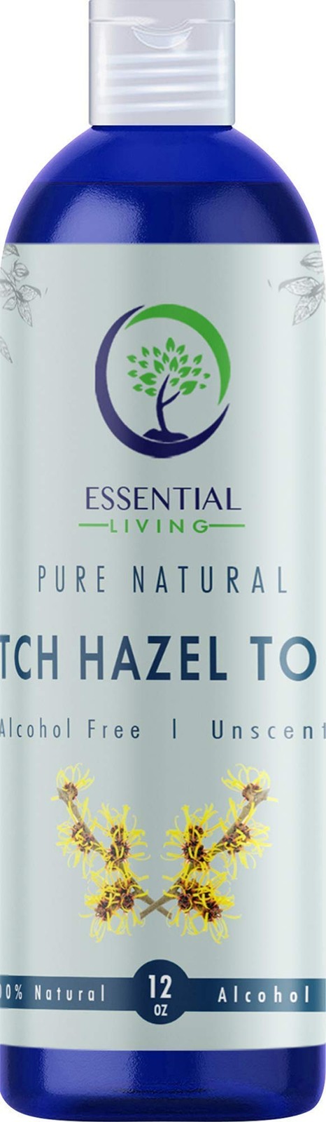 Essential Living: Witch Hazel Toner – Pure and Unscented – 12 oz. Natural Bot…