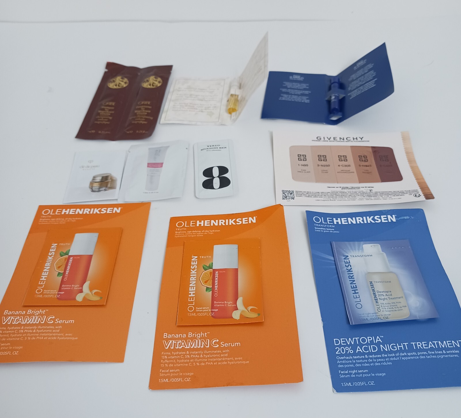 10X Vairity Pack Of Samples OLEHENRIKSEN, GIVENCHY, ORIBE, VERSI, & More