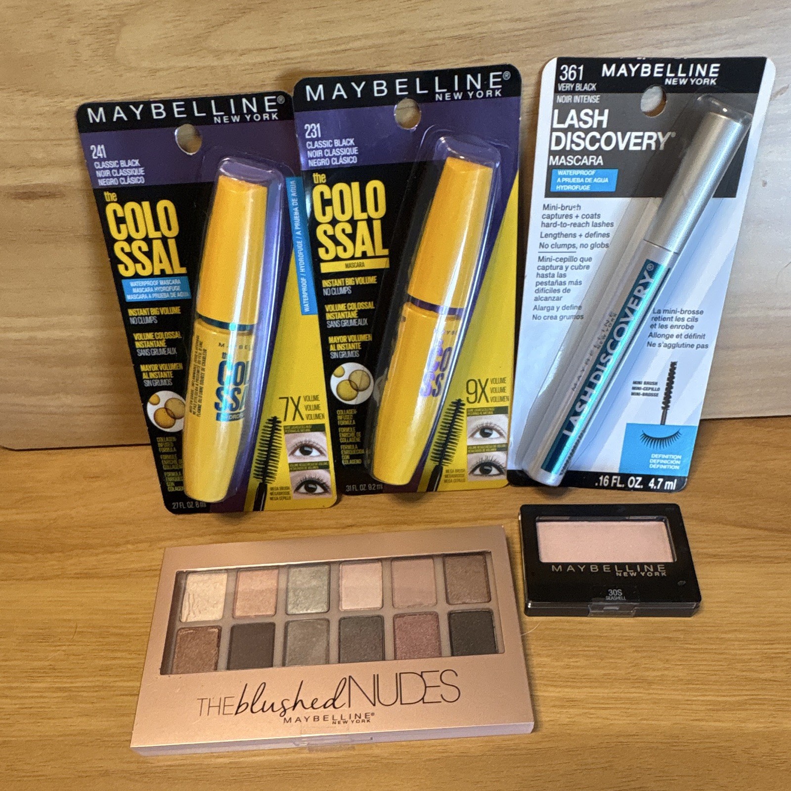 MAYBELLINE Makeup Lot – 3 Mascaras + Nudes Palette + Eyeshadow DISCONTINUED