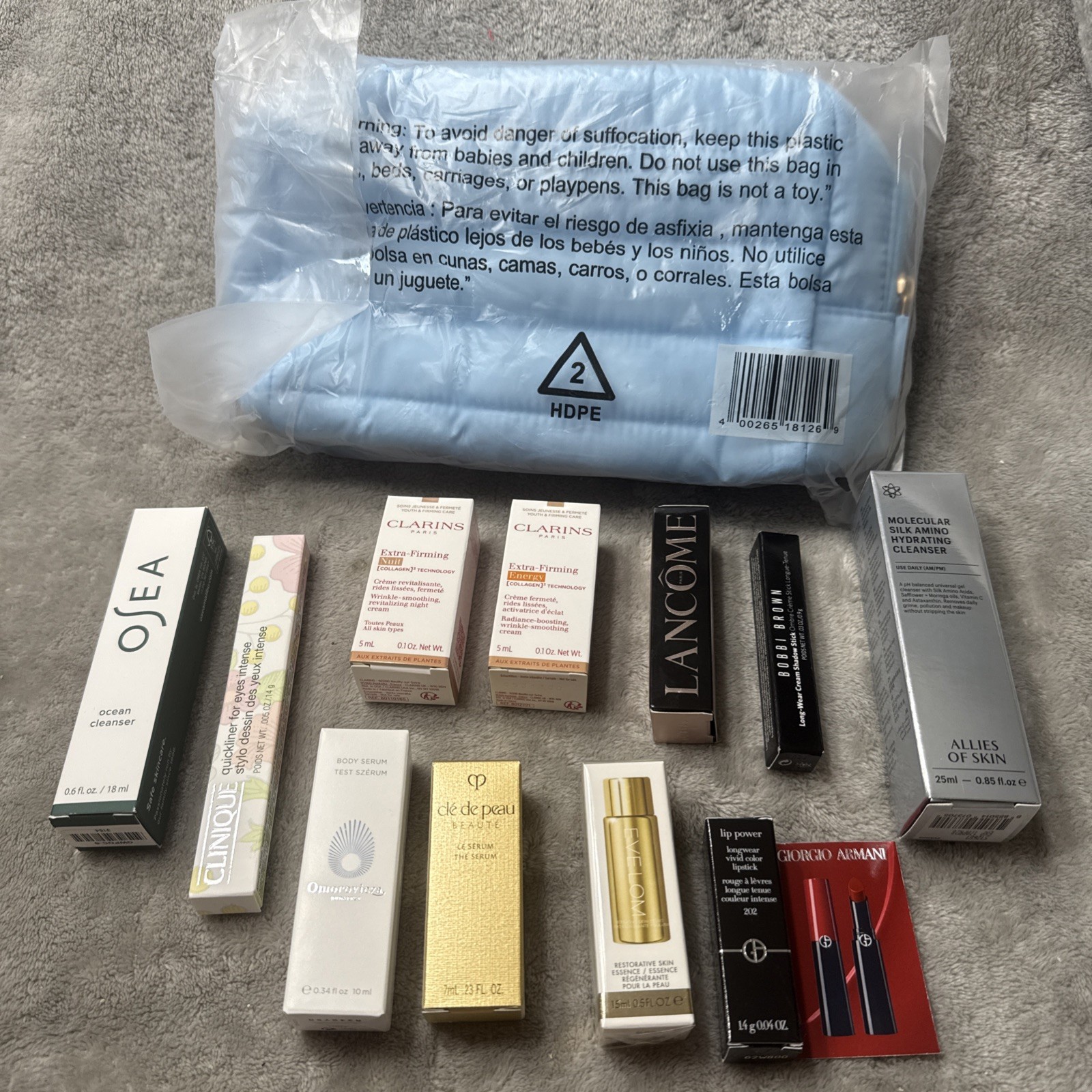Lot 12 Pc ULTA BEAUTY High-End Skincare & Beauty Sample Lot w/ Cosmetic Bag