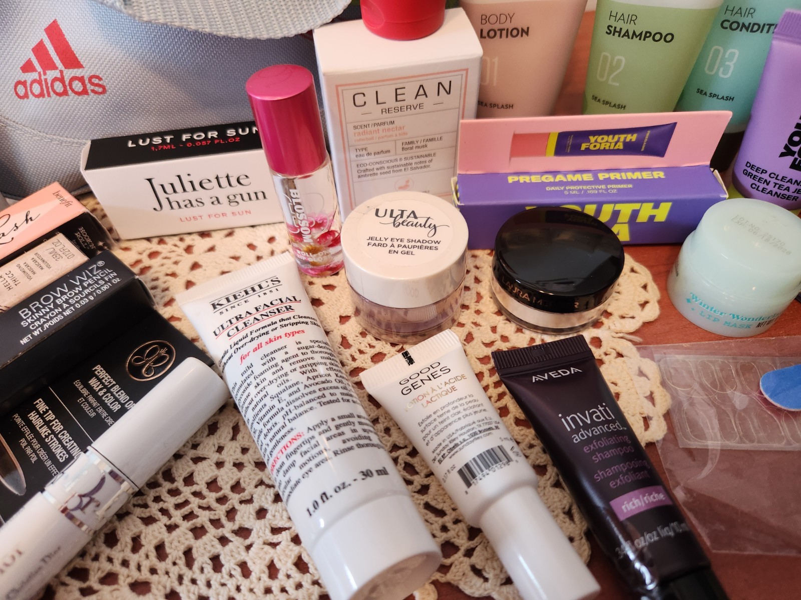 All New Trial & Travel Size Lot Of Beauty Care Products In Adidas Bag 26 Items