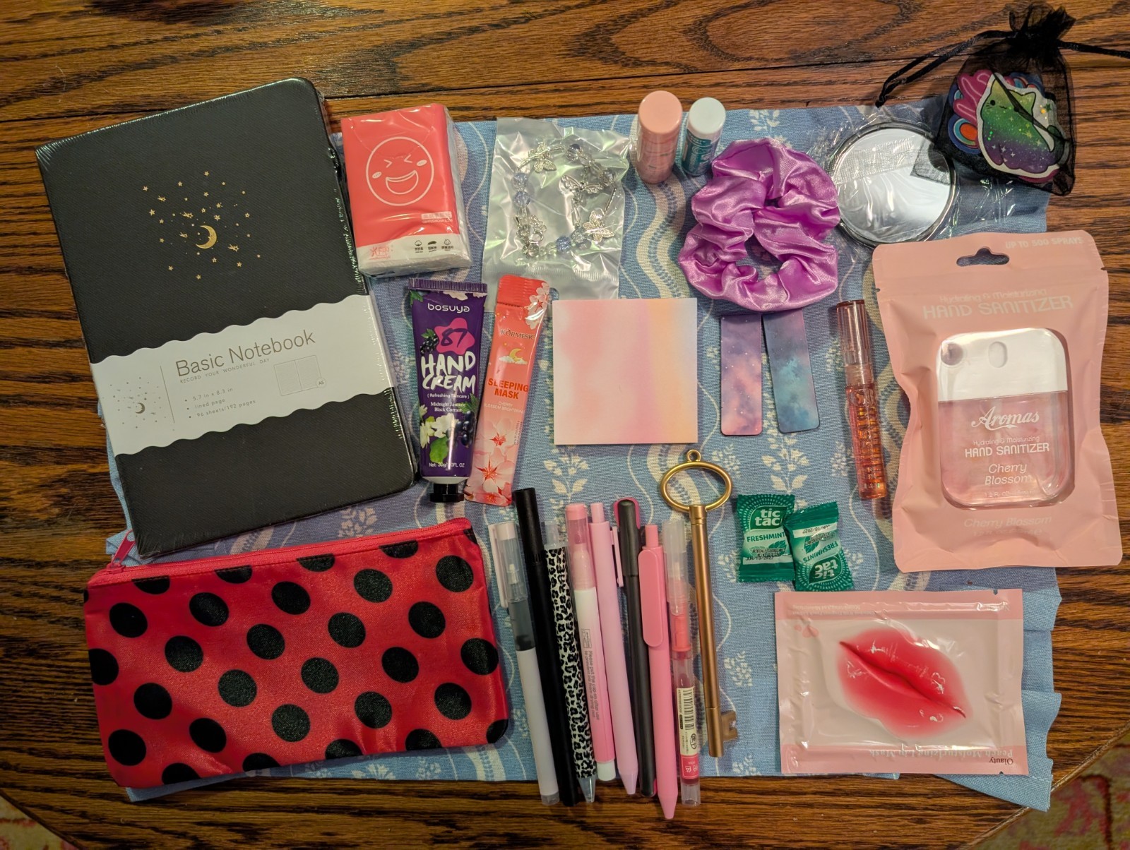 Aromas Cherry Blossom Hand Sanitizer Spray Mixed Lot w Pouch, Notebook & Pens