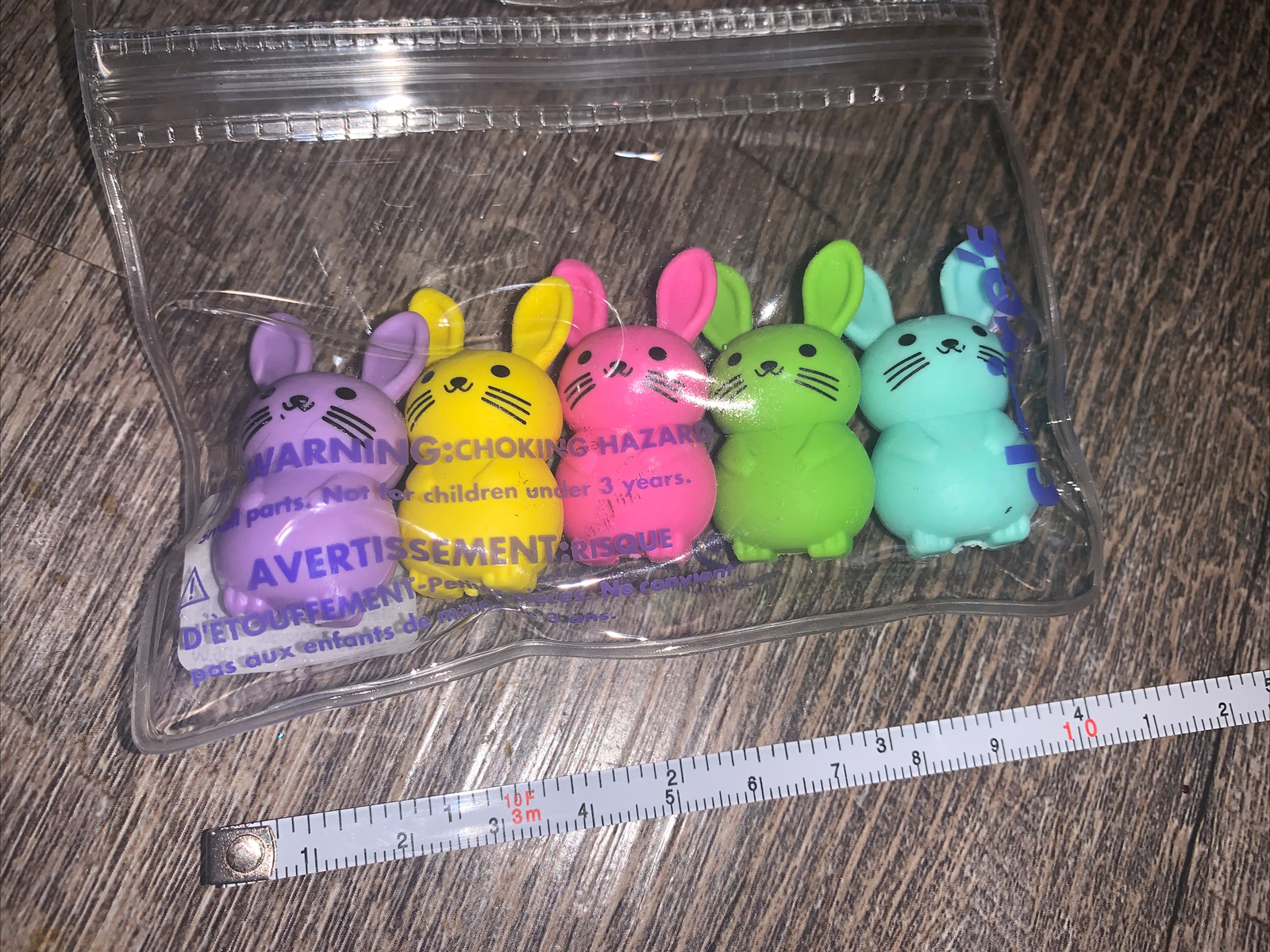 Claire’s Rainbow Pink Purple Yellow Blue Green Bunny Eraser Toy Easter Lot