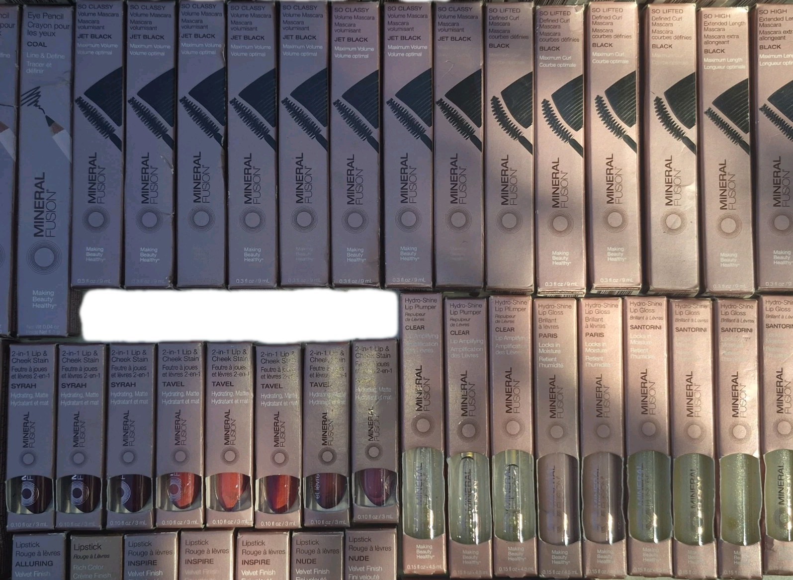 100 Pc Mineral Fusion Lot Foundation Mascara Lipstick Gloss Stain Blush Conceale