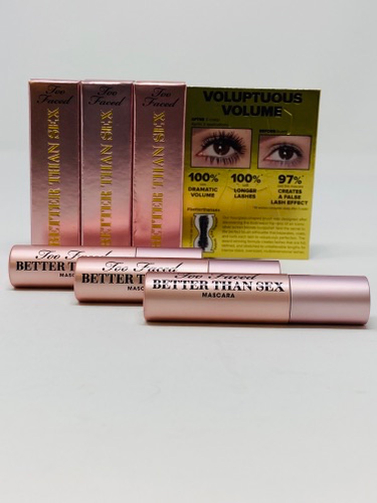 Too Faced Better Than Sex Mascara, Hangover RX, Lip Injection Extreme 4pc NEW