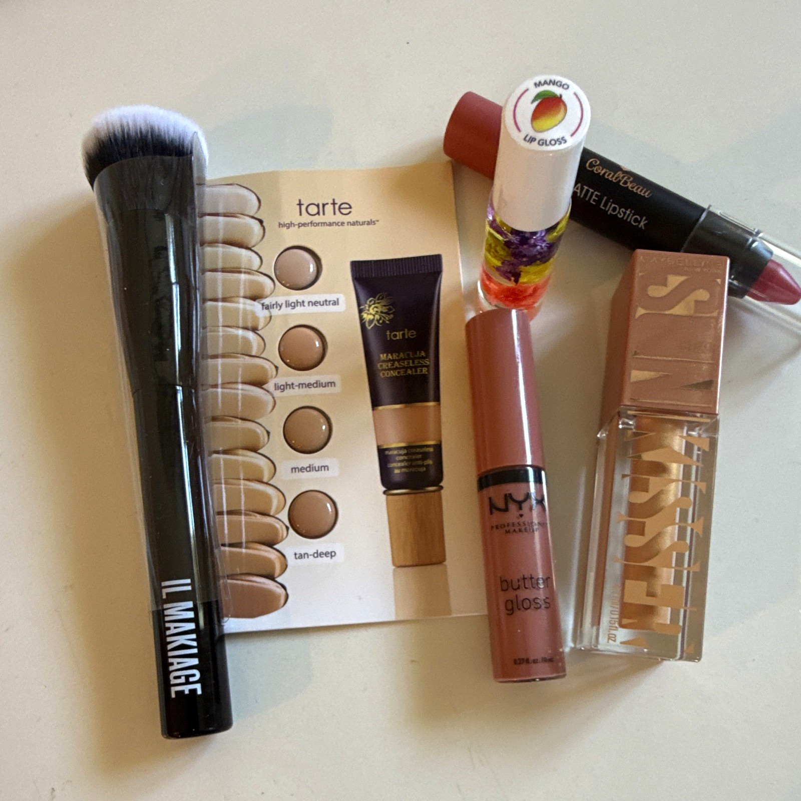 Assorted tarte Maracuja Creaseless Concealer + NYX Butter Gloss Makeup Lot