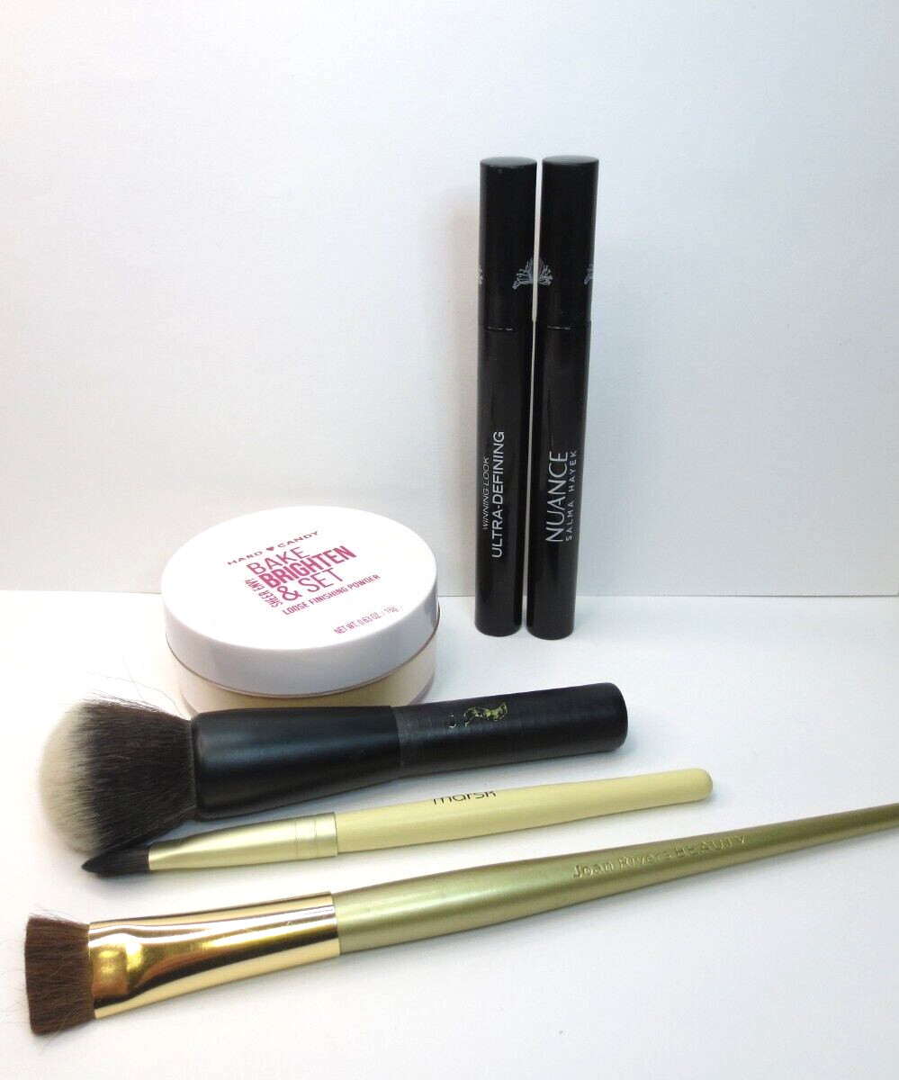 ASSORTED MAKEUP- FACE POWDER 1387, MASCARA & BRUSHES