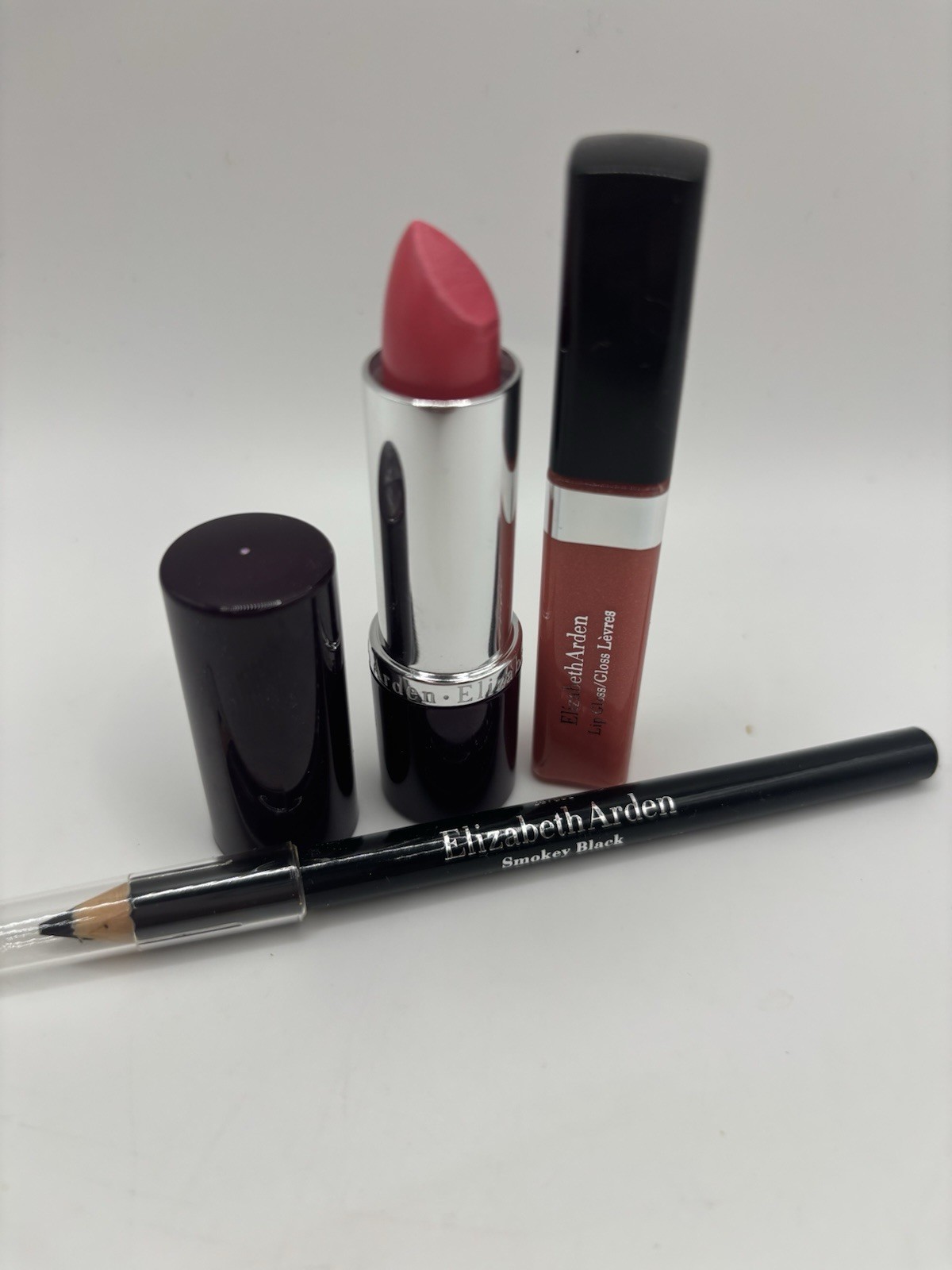 New Elizabeth Arden Lot Lipstick Lipgloss Black Eye Liner Pretty Pink Coral Kiss