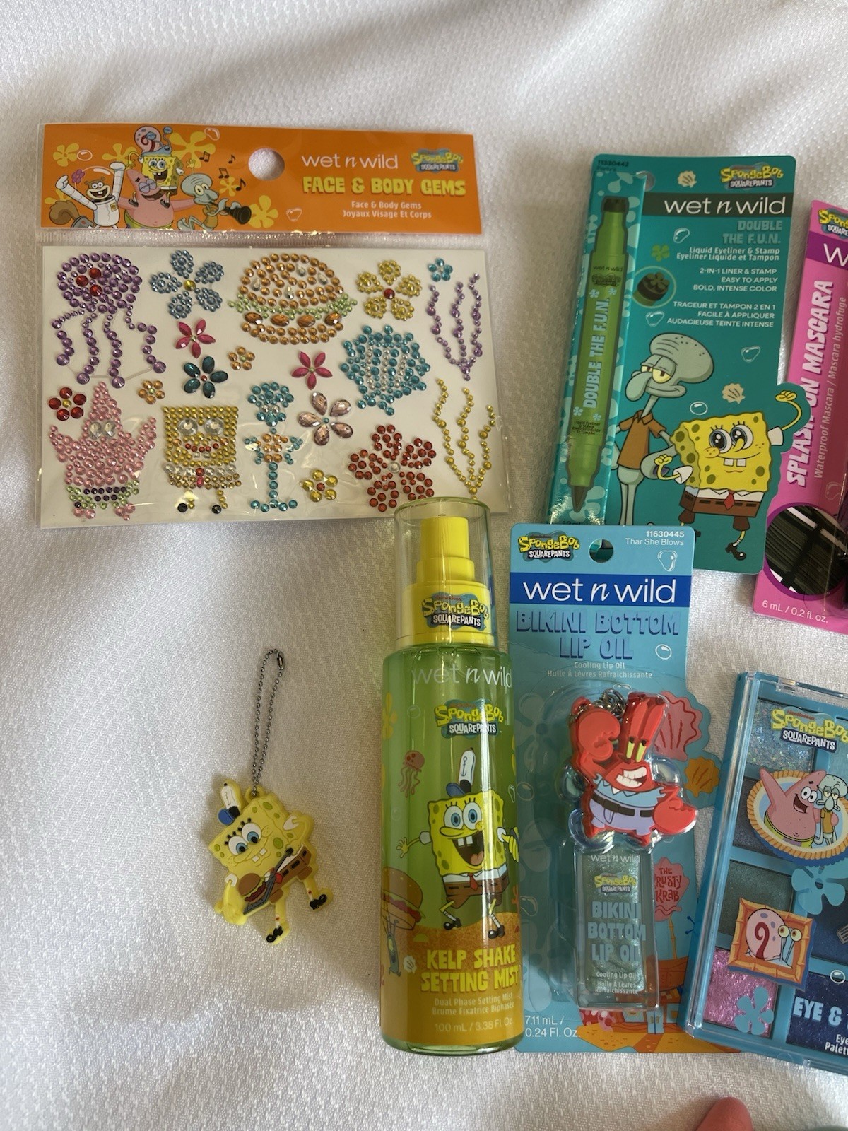 SpongeBob x Wet n Wild Makeup Lot Gloss Palette Mascara Mirror Eyeliner Sponge