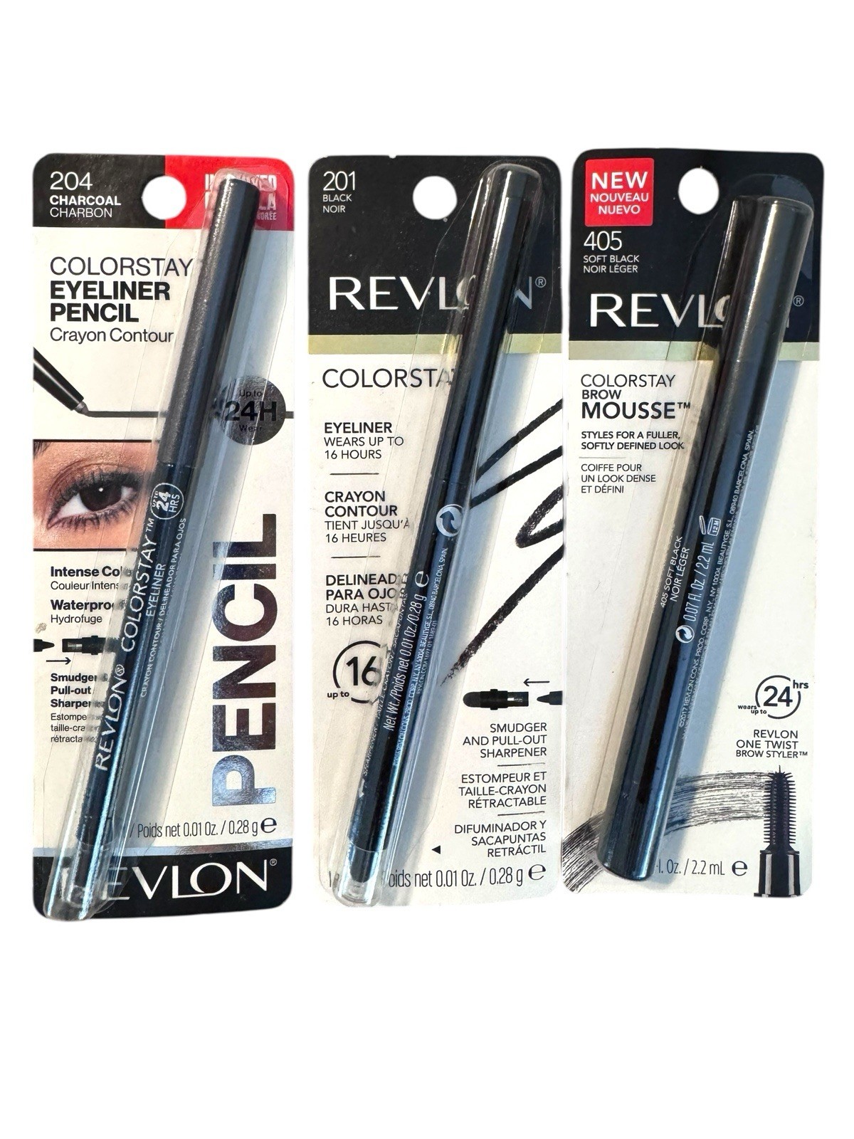 Revlon Colorstay Eyeliner 291 Black & 204 Charcoal & Brow Mousse 405 Soft Black