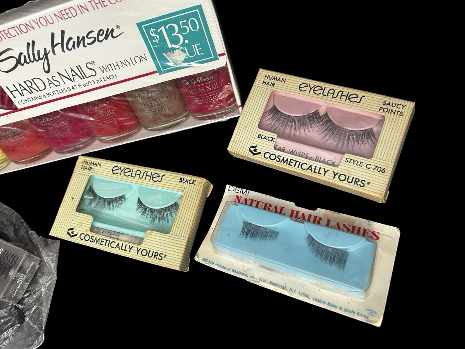 15pc Lot NEW VTG Cosmetic Compacts Mirror Powder Lipstick Lashes Nail Polish Kit