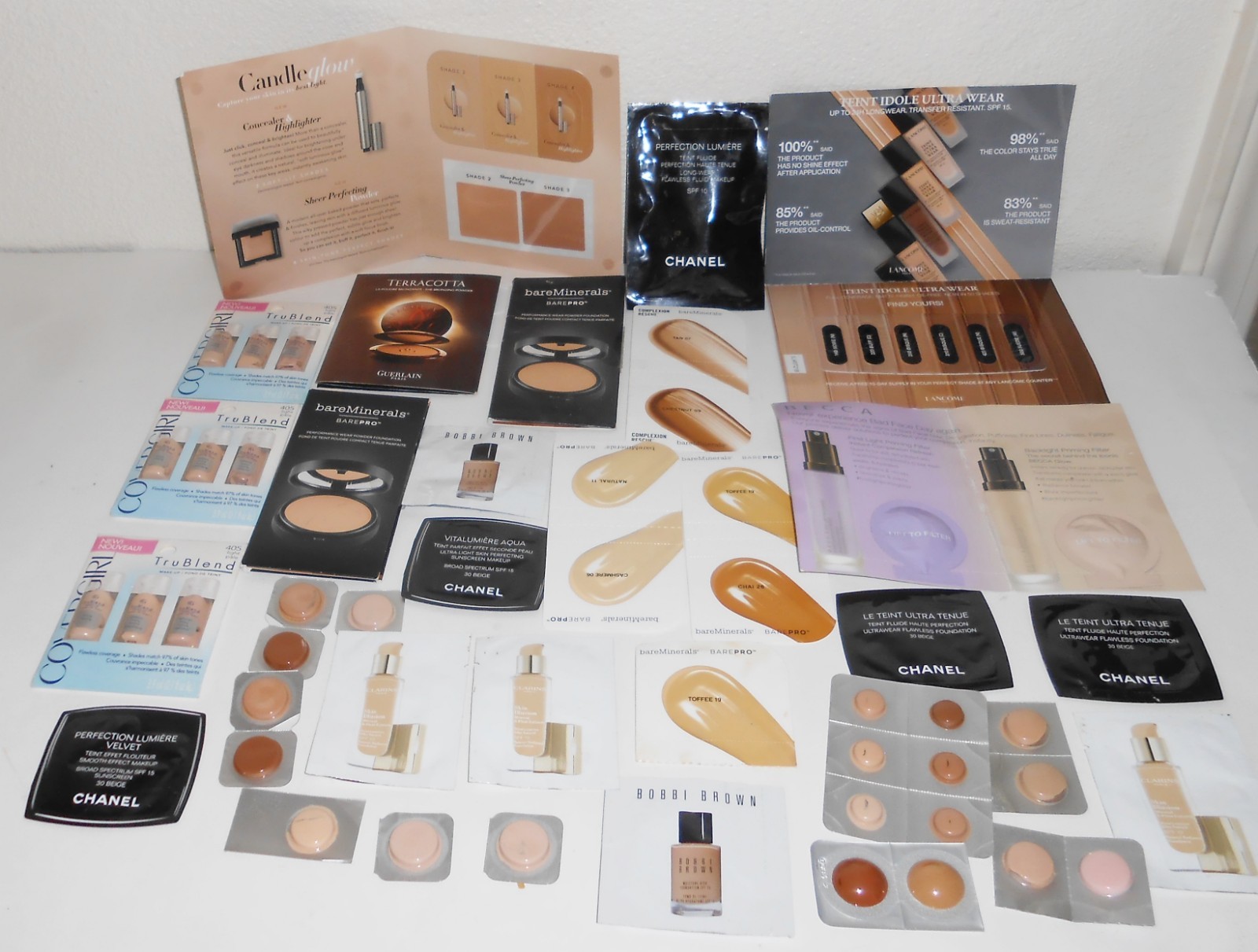 Makeup Foundation Mixed Sample Lot – Lancome, Chanel, Covergirl, Laura Mercier,