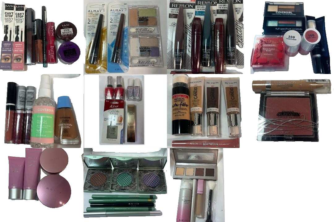 60 pc Mixed Lot LOREAL ALMAY SALLY HANSEN NYX REVLON COVERGIRL MALLY Make Up