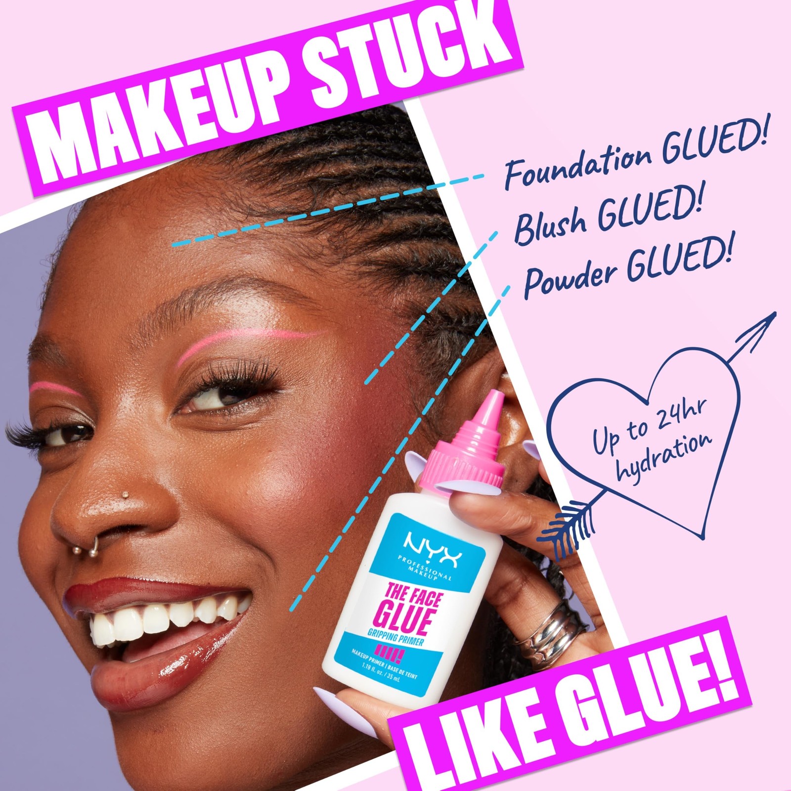 NYX PROFESSIONAL MAKEUP The Face Glue Gripping Primer, Hydrating Makeup Prime…