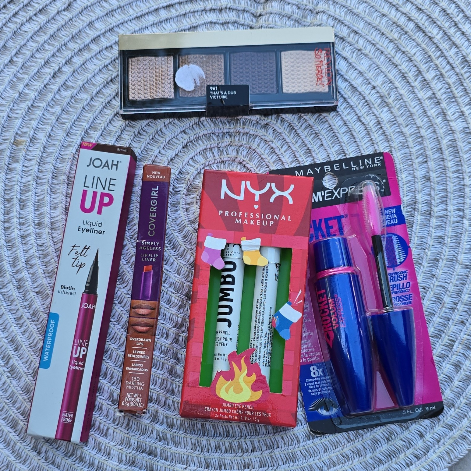 Assorted Full Size Waterproof Makeup Lot: NYX, Maybelline, Revlon, Joah