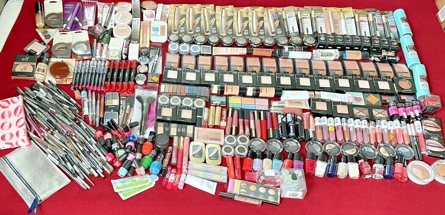 NAME BRANDS 100 MIXED MAKE UP PRODUCTS TOOLS BEAUTY STORE FINDS-50 TO 90% SEALED