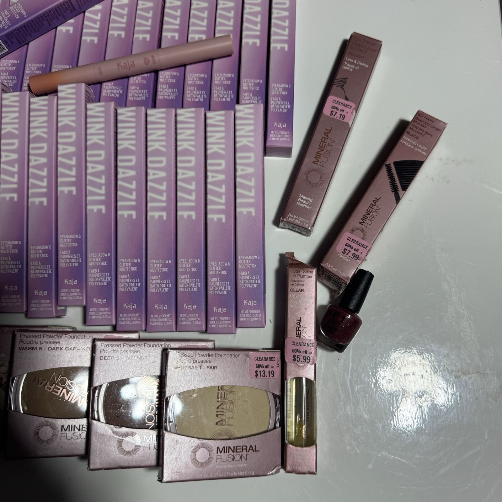43Pc Mineral Fusion Lot Liquid / Powder Foundation Eyeshadow Mascara Nail Polish
