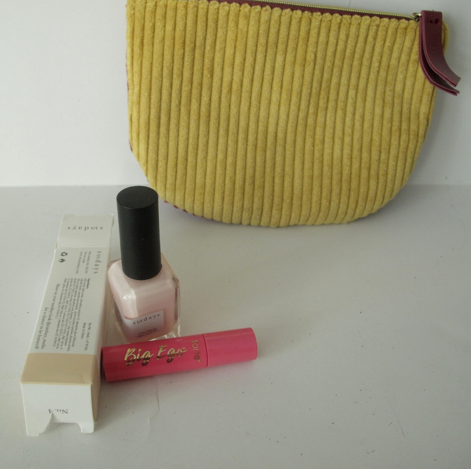 Ipsy Sept 2020 Two Color Fall Corduroy Cosmetic Makeup Bag w/ Mascara & Polish