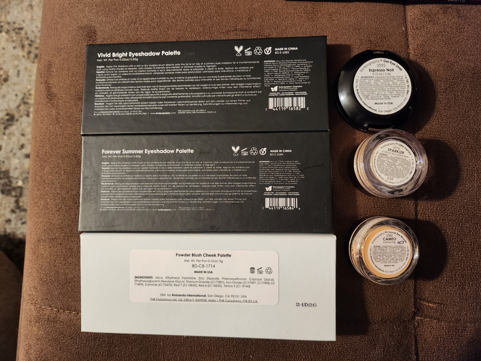 Bodyography Eye/face & Cheek Pallets + Gel Eyeliner Sparkler Canvas Eye Mousse