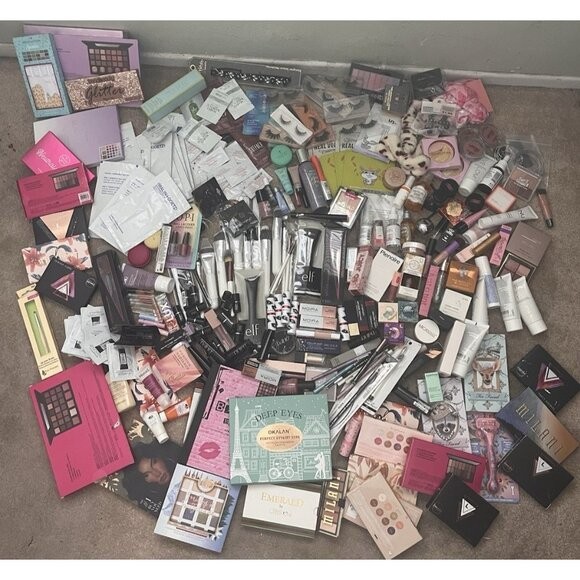 Name Brands 25‑Pc Makeup Lot Full‑Size Palette Lipstick Skin Hair 11 + Full Size