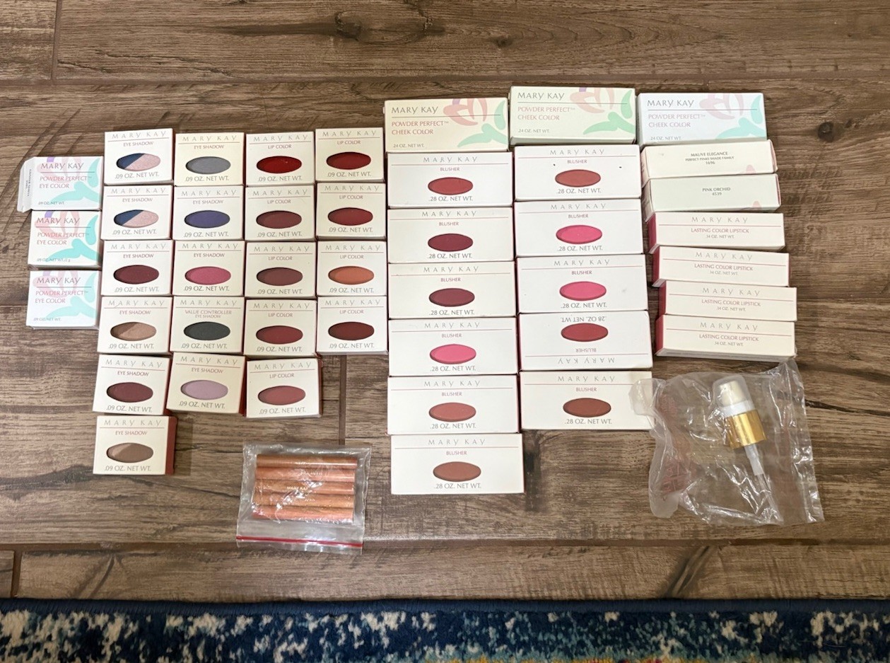 Vintage Mary Kay Makeup Lot 50+ NOS Discontinued Eye Shadow Blush Lip Color