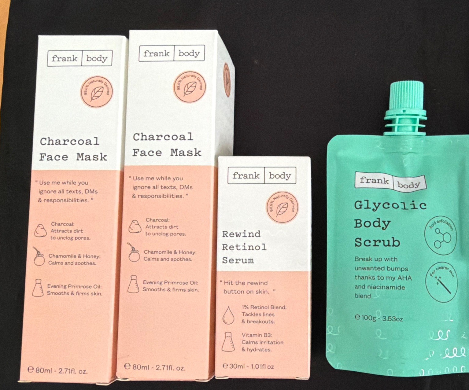 Beauty Lot: Frank Body Mask x2, Serum, Scrub, Press-On Nails, SPF50+
