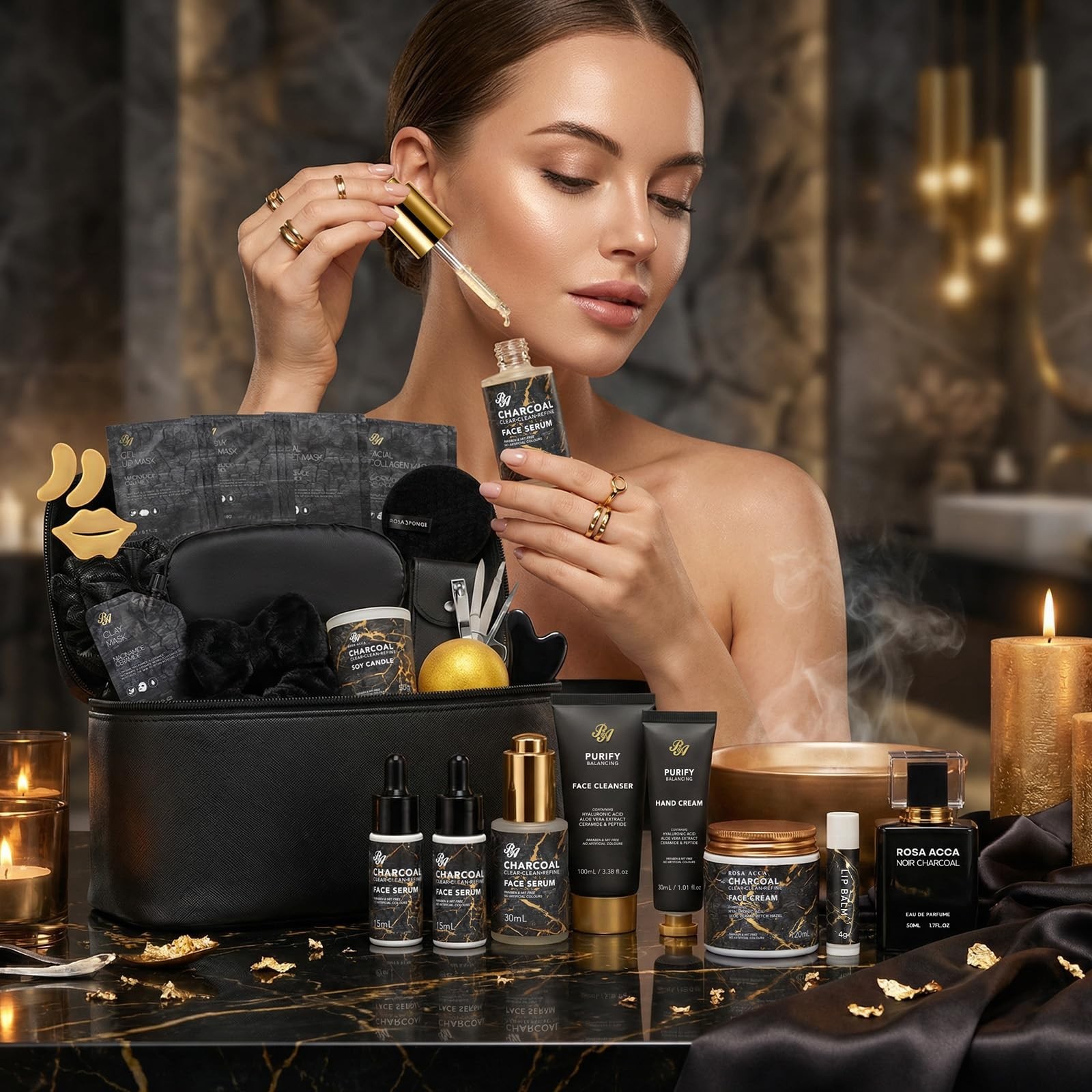 33 Pcs Mother’s Day Gift, Charcoal Hydrating Skin Care Gift Set for Women & M…