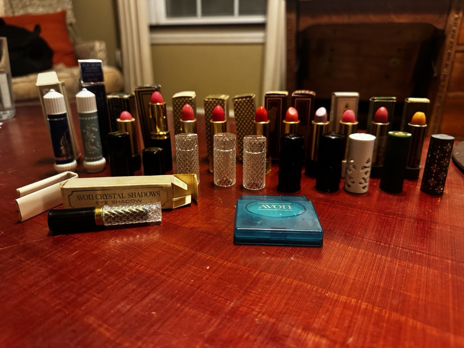 Lot 14 Vintage Avon Encore Lipstick, Perfumed Demistik, Crystal Eyeshadow 70s