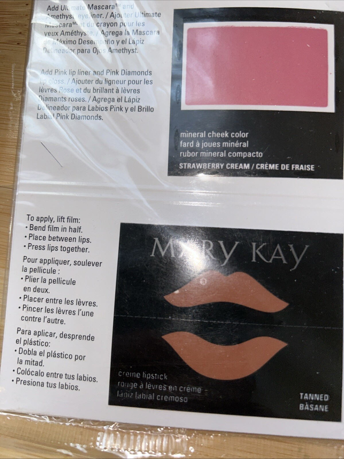 Mary Kay color cord sample sheets 1 Pack 5 Sheets Silky Caramel,precious pink,