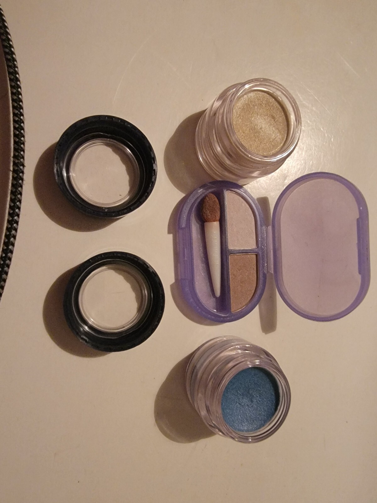 Lot Of 3 Eyeshadows Glimmer Lights Blue Beam Gold Glitz Seashell Pink
