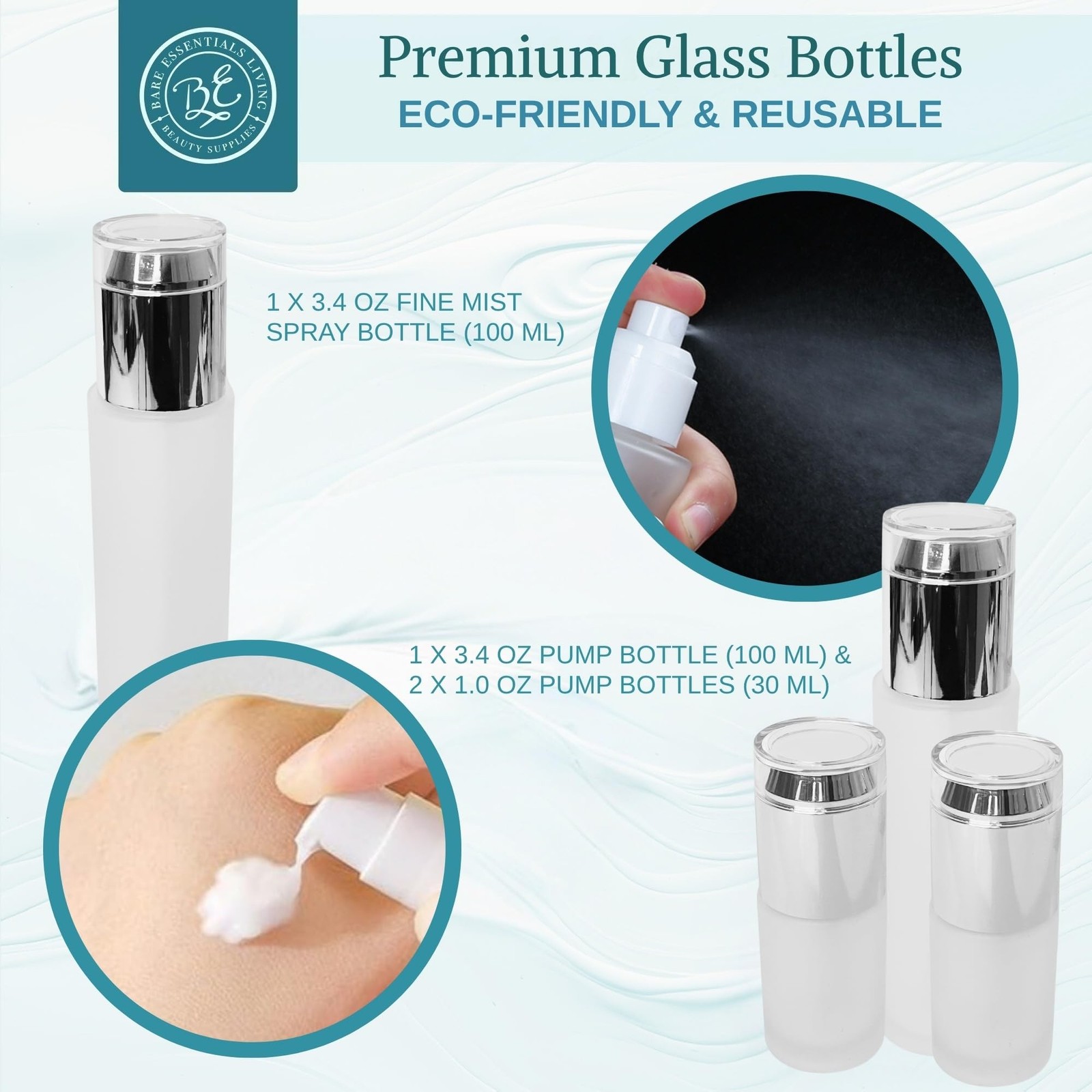 14 Pcs Travel Skincare Containers Set-TSA Approved Toiletry Bag & Glass Trave…