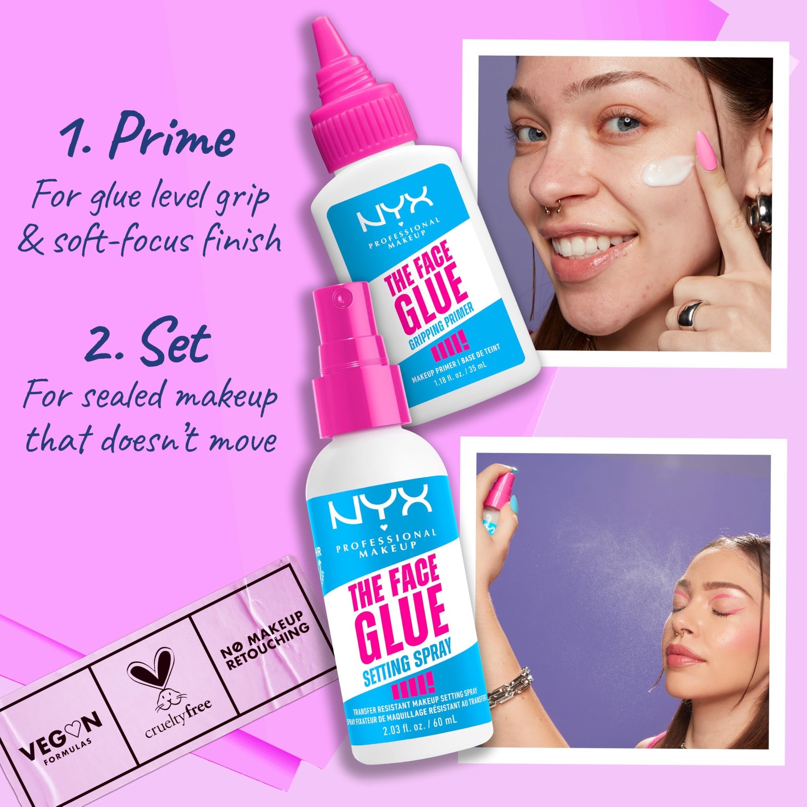 NYX PROFESSIONAL MAKEUP The Face Glue Gripping Primer, Hydrating Makeup Prime…