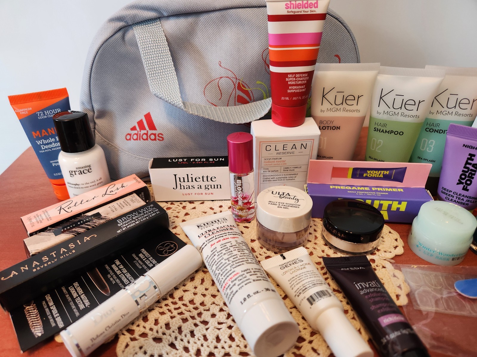 All New Trial & Travel Size Lot Of Beauty Care Products In Adidas Bag 26 Items