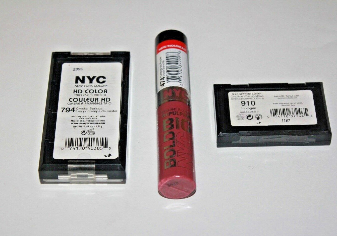 NYC HD Color Trio Powder Eye Shadow 794 + Eyeshadow 910 & Lip Gloss 474 sealed