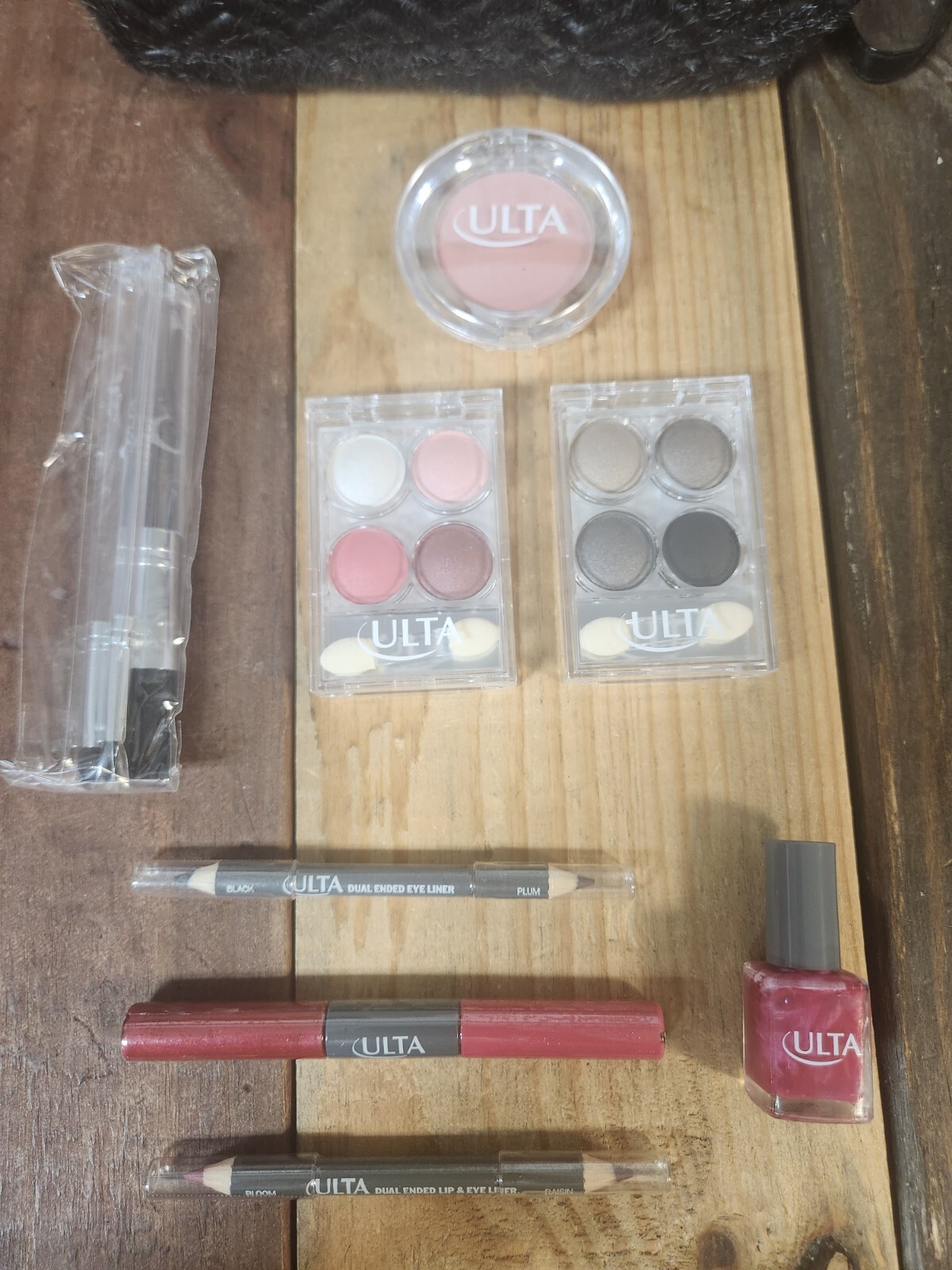 ULTA Makeup Set Lip Gloss Brushes Blush Girlie Nail Polish Eyeshadow Quads +Bag