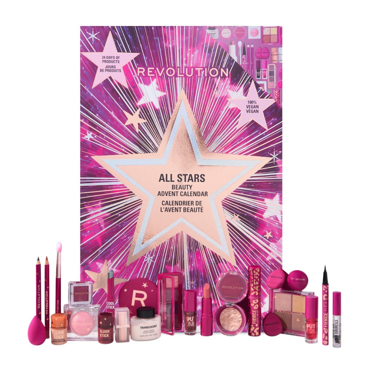 NEW Revolution Beauty All Stars Makeup Advent Calendar 2025 24pc Set Lip Blush