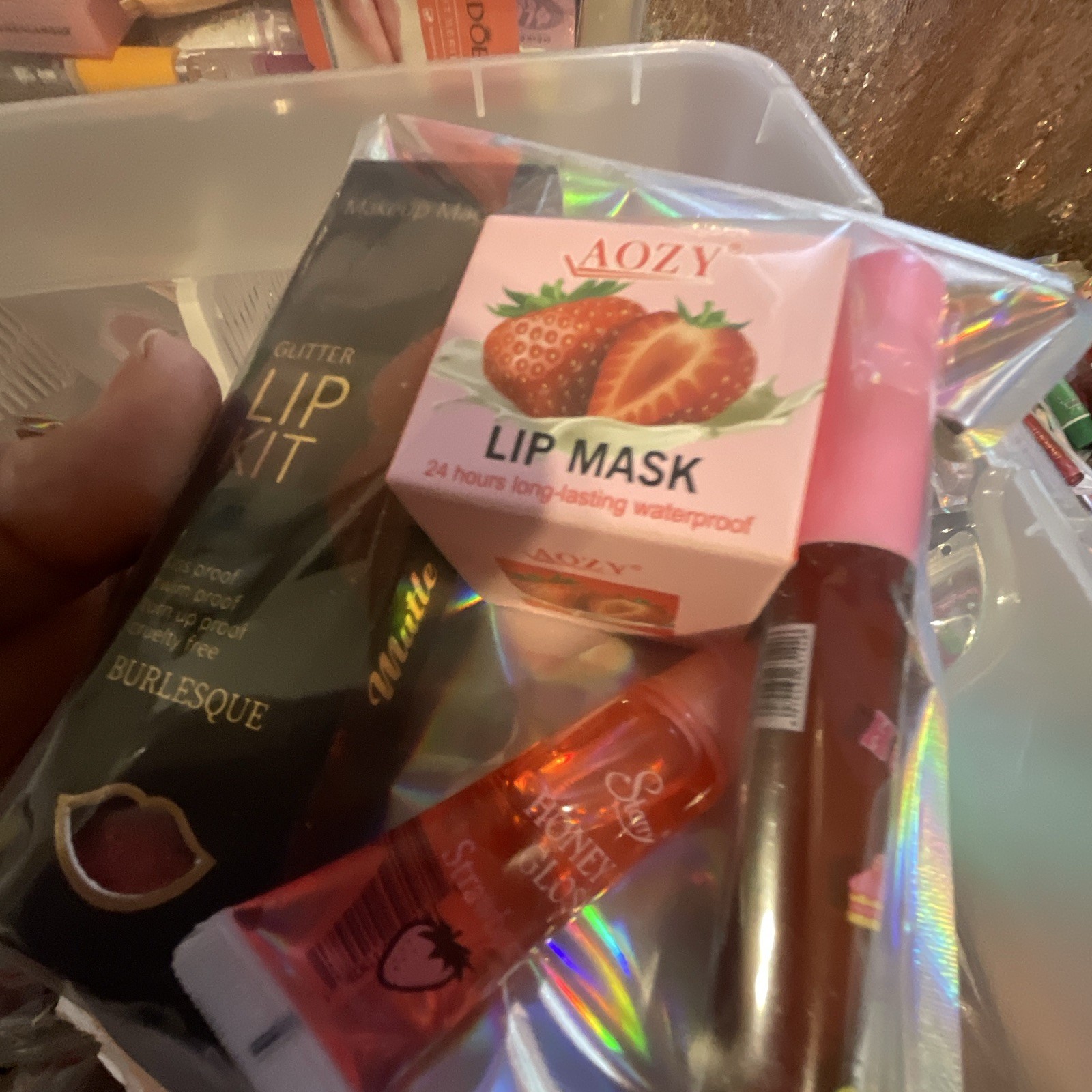 Assorted Full Size Makeup Lot AOZY Lip Mask + Makeup Magic Glitter Kit